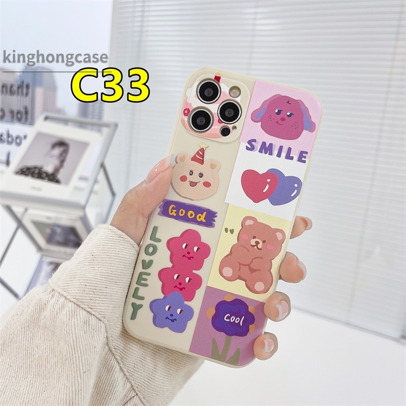 Case Samsung A03 J2 J7 Prime A02S A20 A72 A50S A10 A32 A52 A12 A51 A10S A50 A20S A30S A52S A30 M12 M10 M01S A54 A15 A16 A9 A5 Y12 Y20 A12 Ins Korean Cute Cartoon Bear Stone White Soft Tpu Case Phone Cover-2