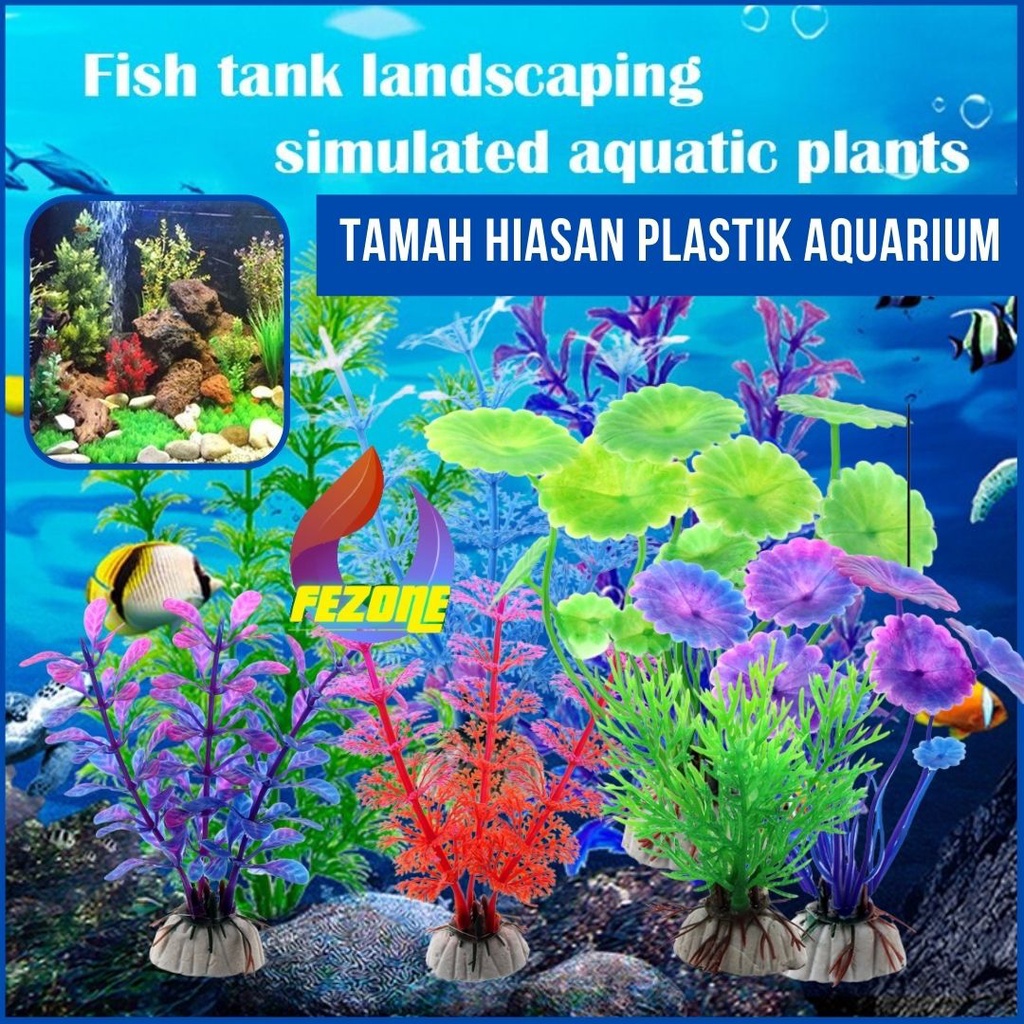 Tanaman Plastik Hiasan Dekorasi Aquarium Aquascape bunga Semanggi FEZONE