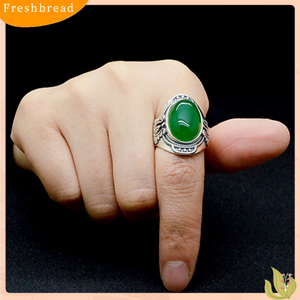 【Fresh】❀Men Vintage Artificial Gem Finger Ring Carving Band Jewelry Party Banquet Gift