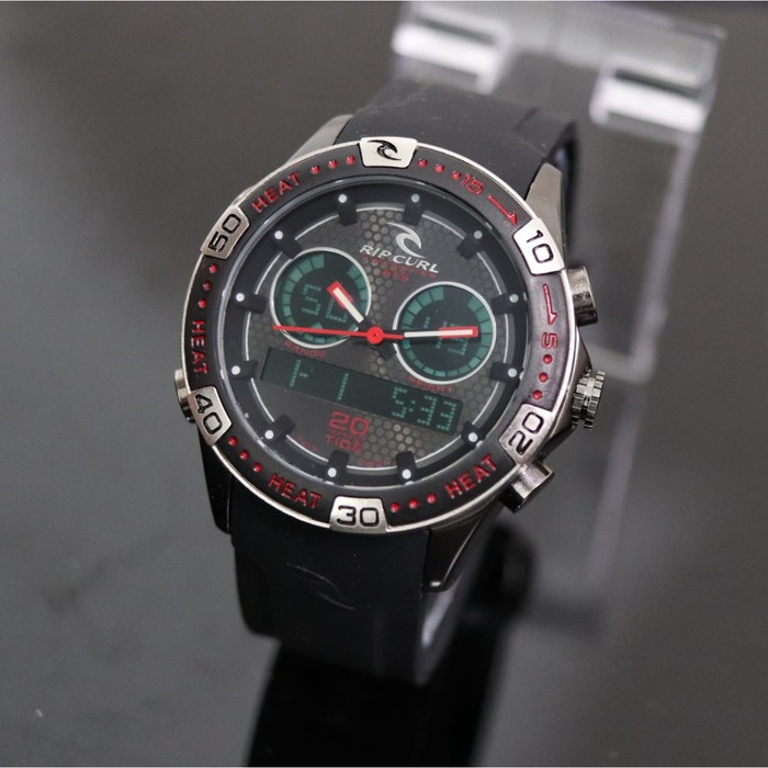Promo Jam Tangan Pria Cowok Ripcurl Dual Time SK22DZ Rubber Black Terlaris