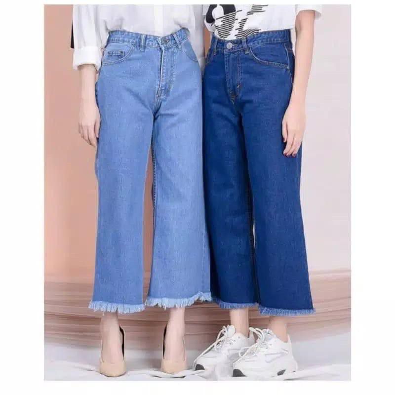 Celana Wanita HW JEANS KULOT RAWIS WANITA//HIGHWAIST JEANS KULOT PREMIUM