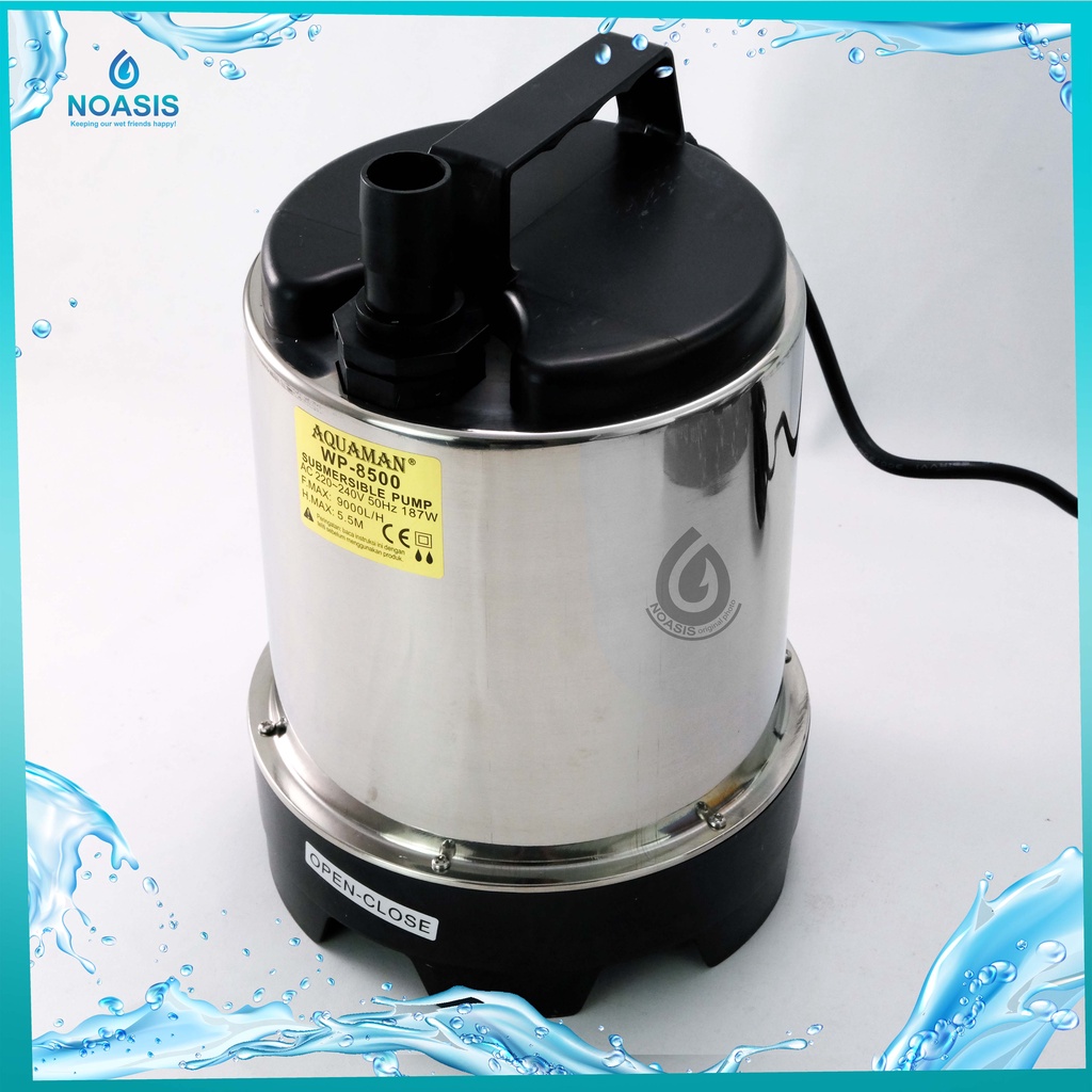 Pompa Air Celup Kolam Ikan Koi Stainless 187 W Aquaman Wp 8500 Psp - 8500 Low Watt Daya Rendah