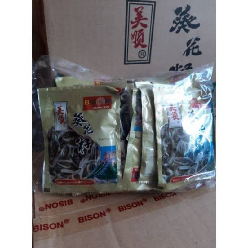 

Kuaci Bison kualitas mantap (sun flower)1 pack isi 20 bungkus