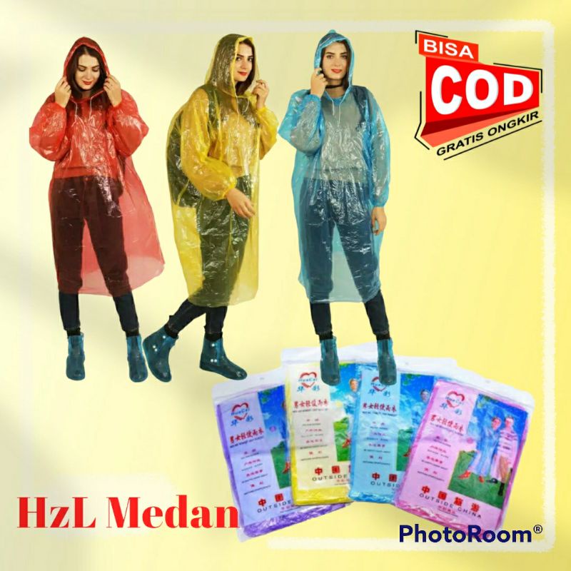 JAS HUJAN SEKALI PAKAI / MANTEL HUJAN SEKALI PAKAI / MANTEL PLASTIK / JAS HUJAN PLASTIK