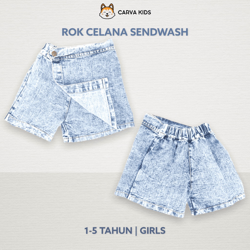 CELANA ROK CARVA JEANS ANAK SENDWASH ICEWASH PEREMPUAN BAYI IMUT LUCU BEST SELLER TERMURAH