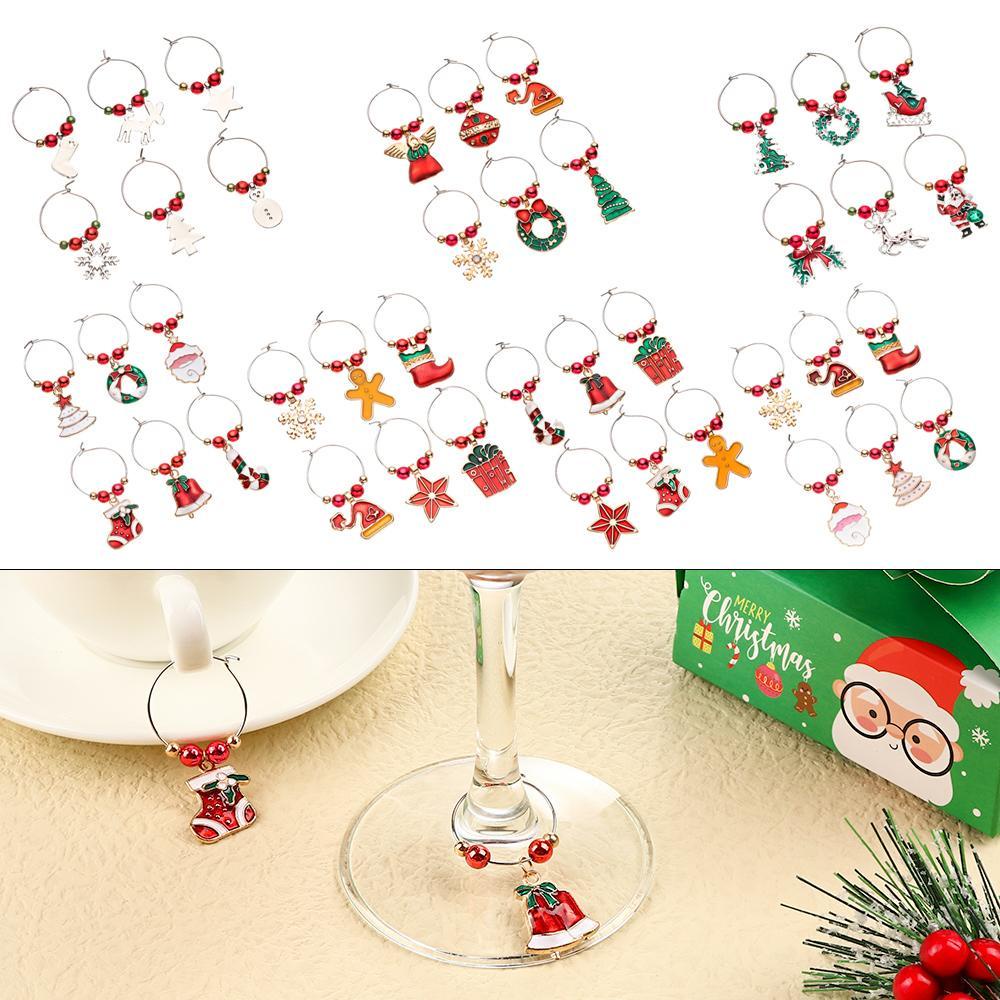 Preva 6Pcs Cincin Dekorasi Cangkir Natal Snowman Xmas Liontin Produk Tahun Baru Christmas Cup Ring