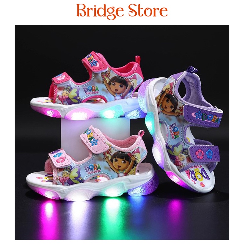 Sepatu SANDAL Anak Perempuan LED IMPORT Model Terbaru DORA THE EXPLORER / DORA 007