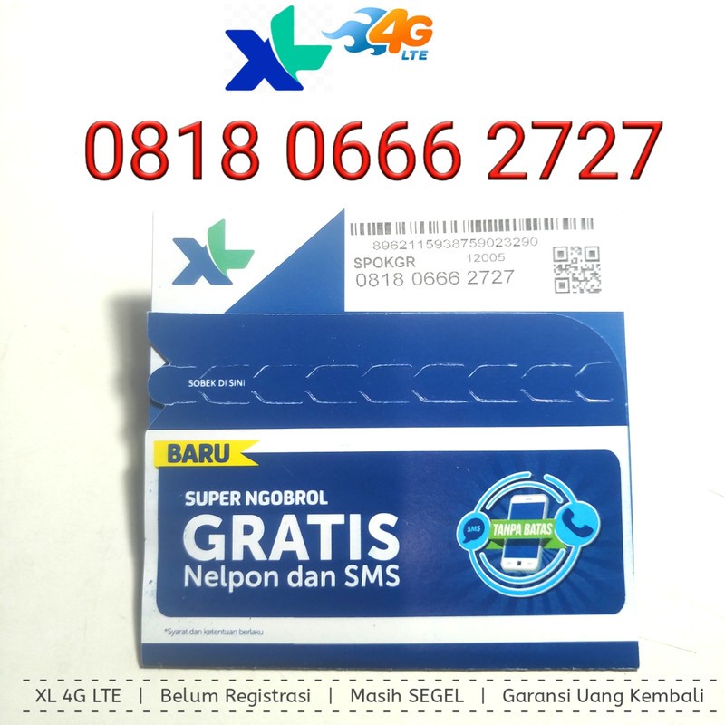 Kartu Perdana Nomor Cantik XL 4G LTE 0818 0666 2727