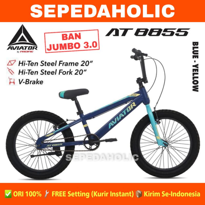Sepeda Anak Laki BMX AVIATOR AT 8855 Ukuran 20 Inch Ban Jumbo 3.0