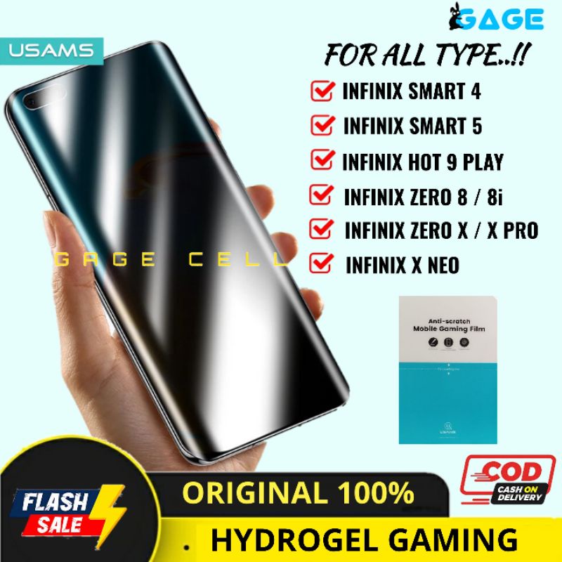USAMS Hydrogel Anti Gores Glare Matte Smart 4 5 Hot 9 Play Zero 8 8i X Pro Neo Not Tempered Glass