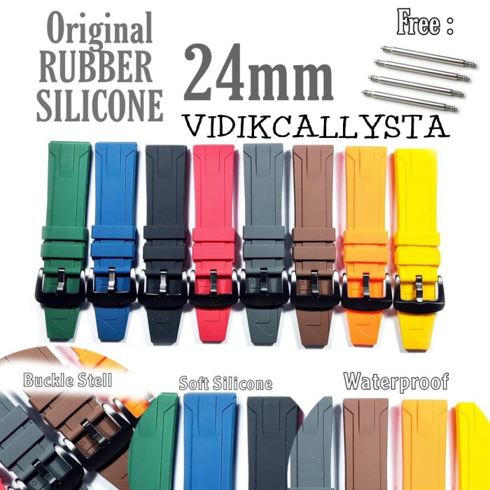 Tali Karet jam tangan24mm 24 Rubber Strap Import Original Waterproof PREMIUM