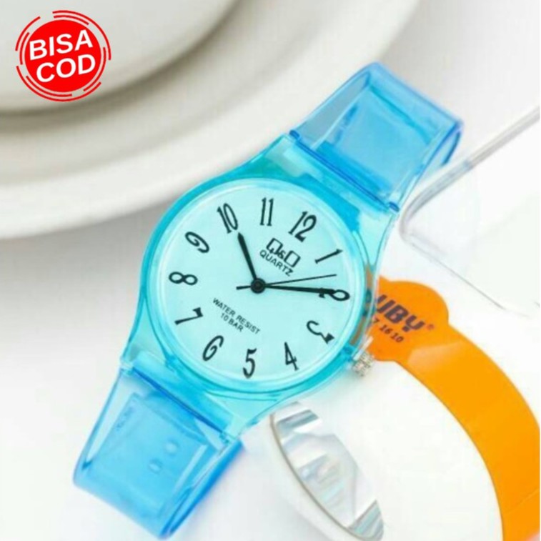 jam tangan jelly rubber transparan cantik Angka Rubber Transparant bening QQ Karet harga grosir