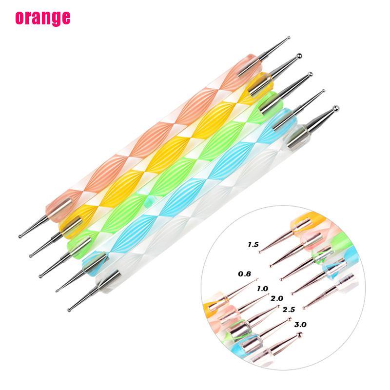 (Happy) 5pcs / Set Pen Stylus 2 Arah 10 Ukuran Berbeda Untuk Nail Art Diy