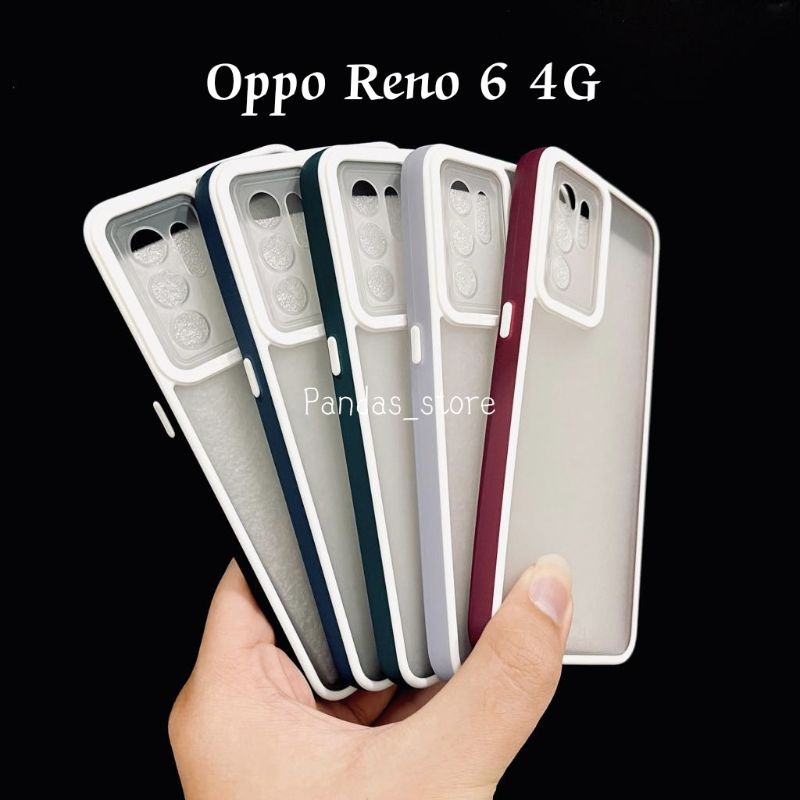 Pro Hybird Oppo Reno 6 4G Softcase Halus dan Elegan / Pinggiran Garis Putih Keren (Pandas)