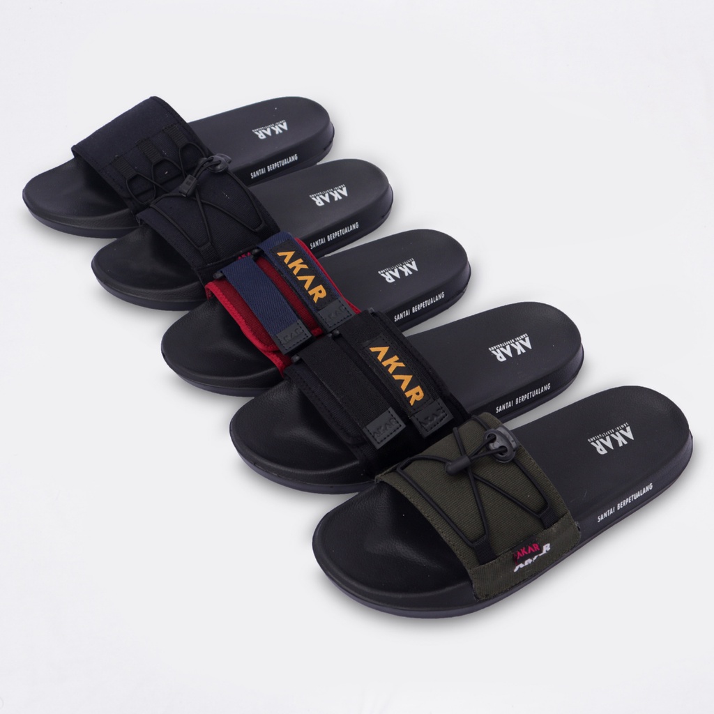 Sandal Slide Pria dan Wanita Terbaru Slide On Distro Sandal Slippers Sendal Anti Licin Selop Ringan Akar Army Kekinian Murah