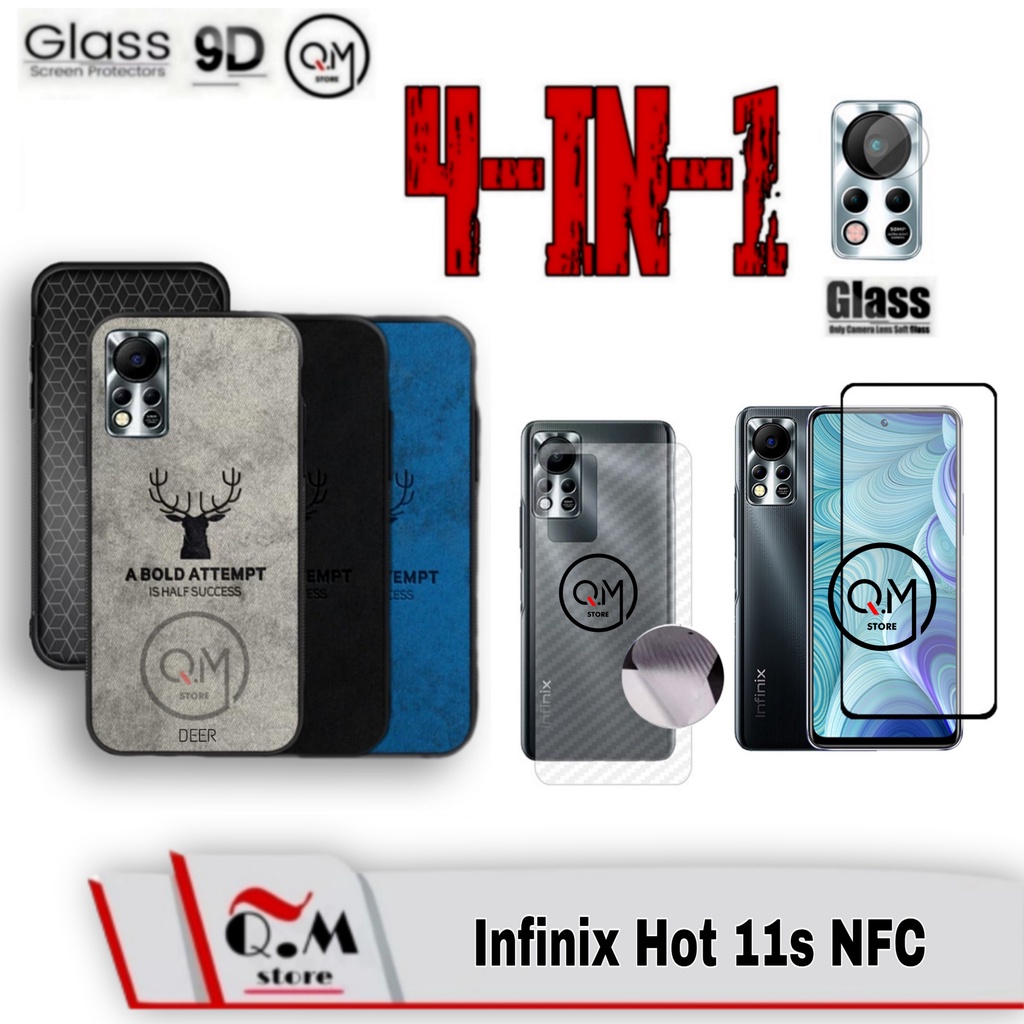 PROMO PAKET 4 IN1 Case Infinix Hot 11S NFC / Infinix Note 10 / Note 10 Pro / Note 10 Pro NFC Softcase DEER TPU