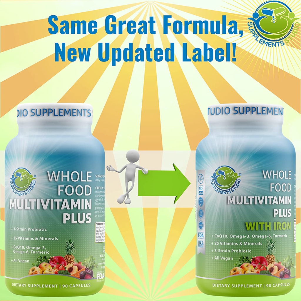 Supplements Studio Whole Food Multivitamin Plus + Probiotics 90 Kapsul Penambah Daya Tahan Tubuh USA