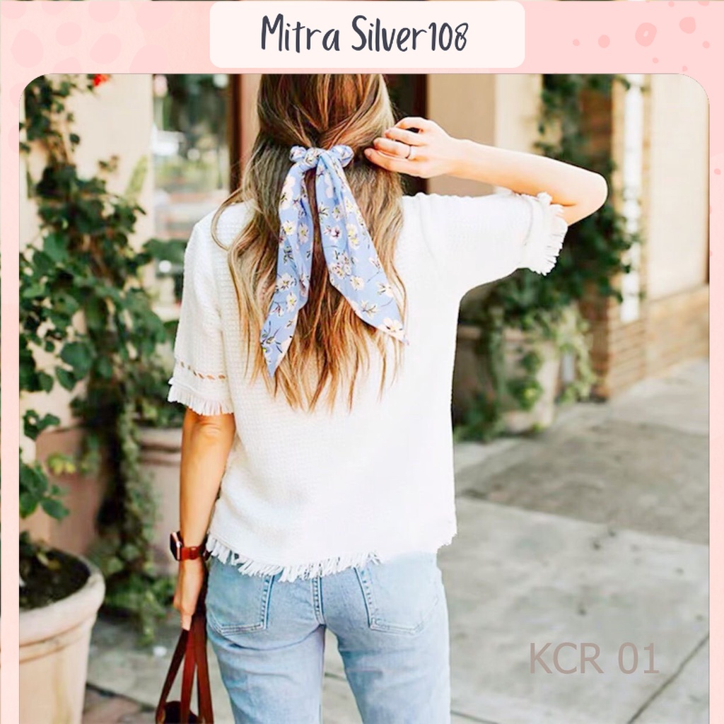 [MS108] KCR 01 - Ikat Rambut Pita Panjang Model Scraf Gaya Korea Aksesoris Fashion Wanita