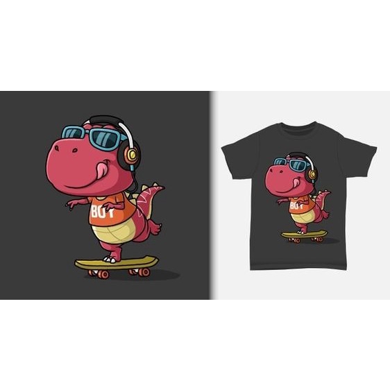 MYSTIQUE.ID-BAJU KAOS DINO SKATE T-SHIRT LUCU DAN AESTHETIC