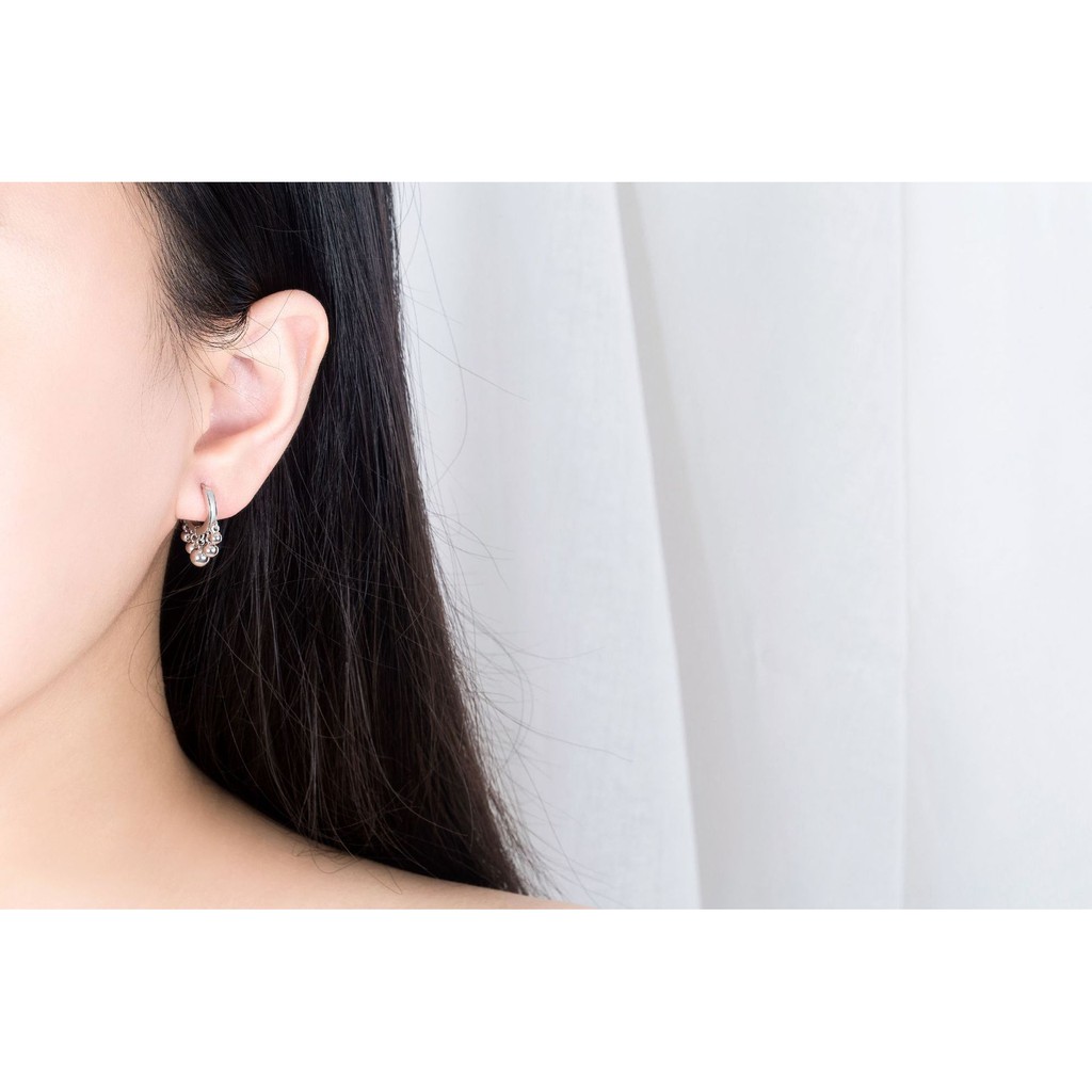 925 Sterling Perak Perempuan Anting-Anting Lima Menunjuk Bintang Bulat Manik-manik Telinga Klip Fashion Ornamen