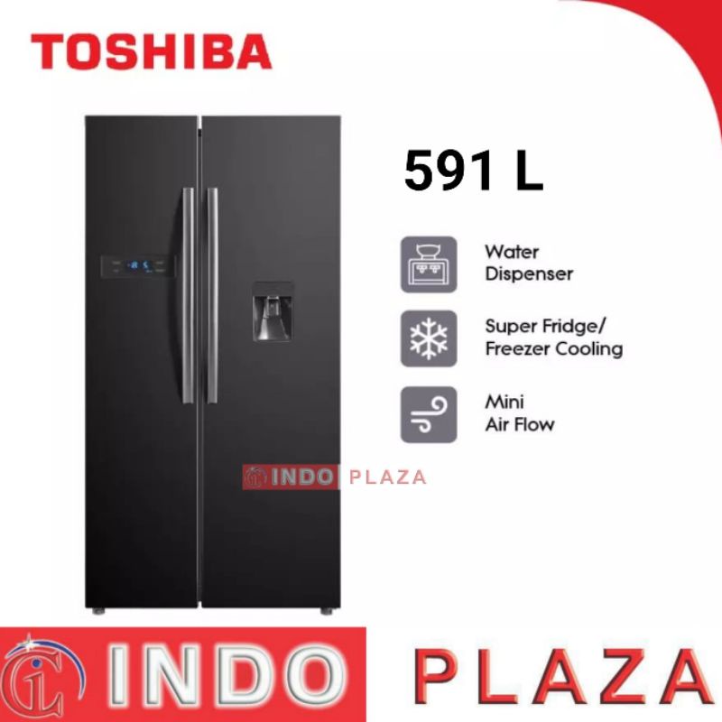 KULKAS TOSHIBA SIDE BY SIDE GR-RS682WE WATER DISPENSER