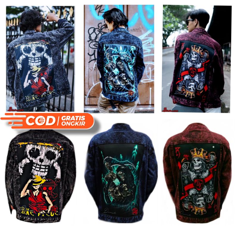 Jaket Jeans Bergambar Printing Jaket Washing Denim