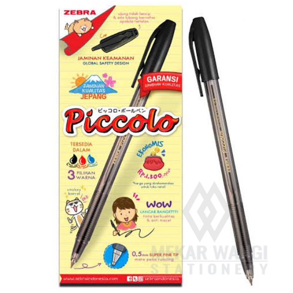 

Ballpoint Piccolo zebra pena pulpen 0.7 picolo pen hitam