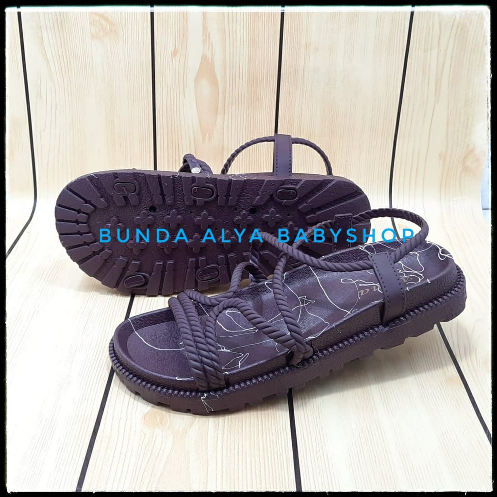 Sandal Wanita Gladiator Size 36 - 39 COKLAT - Sendal Perempuan Tali - Sandal Pantai Santai Empuk Alas Karet