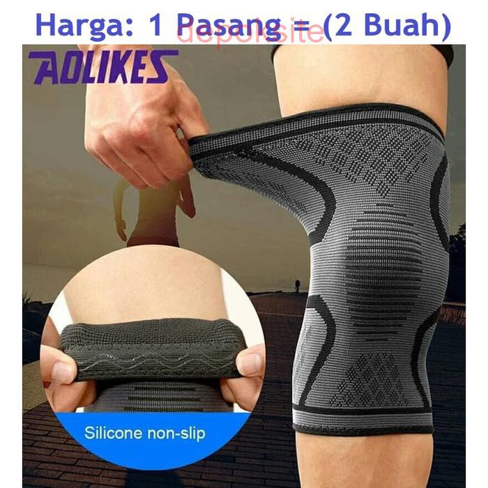 1 Pasang Aolikes 7718 Knee Pad Fitness Running Cycling Knee Support Knee Braces Deker Lutut Aolikes