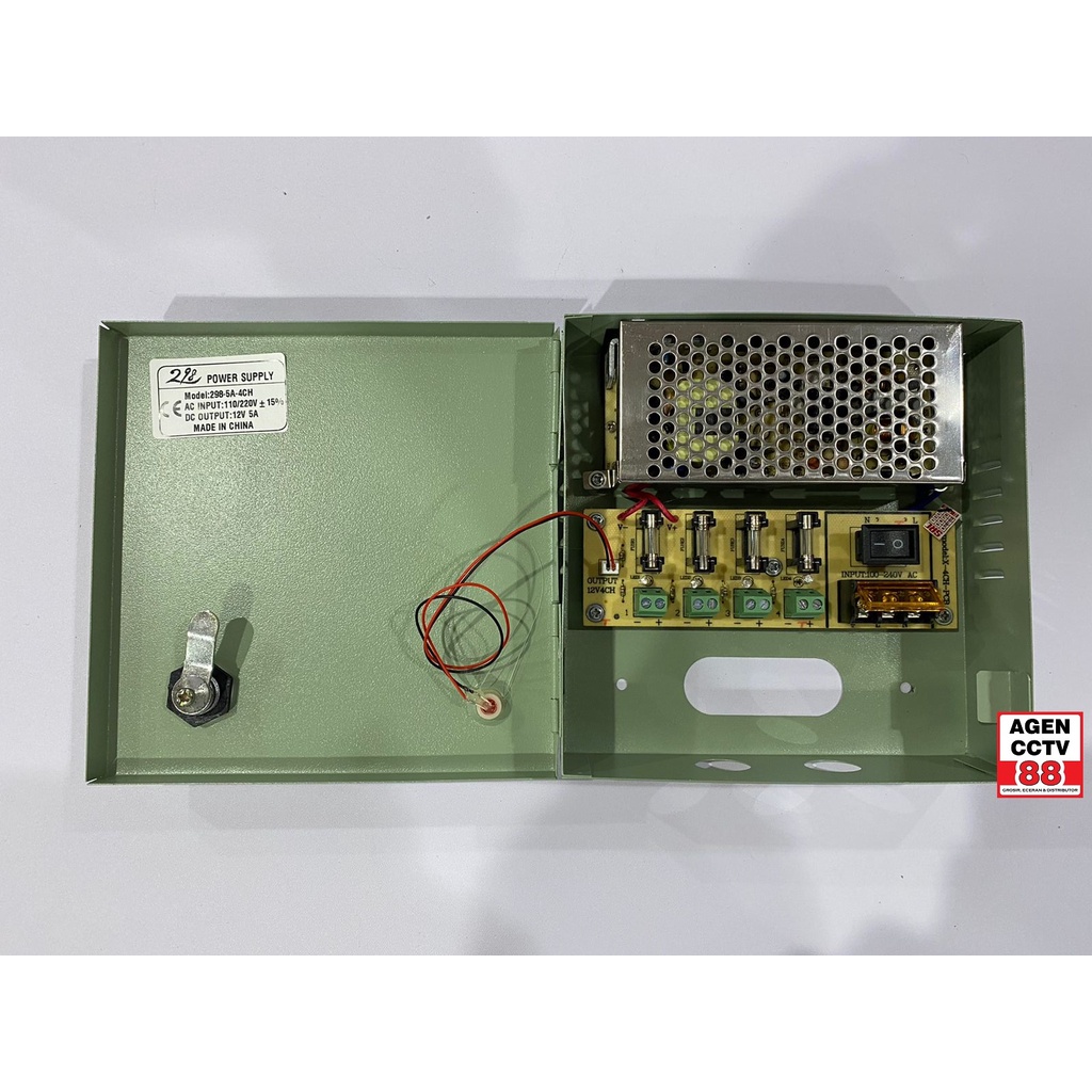 Power Supply PSU Box Panel DC 12V 5A Murni Adaptor CCTV 4CH