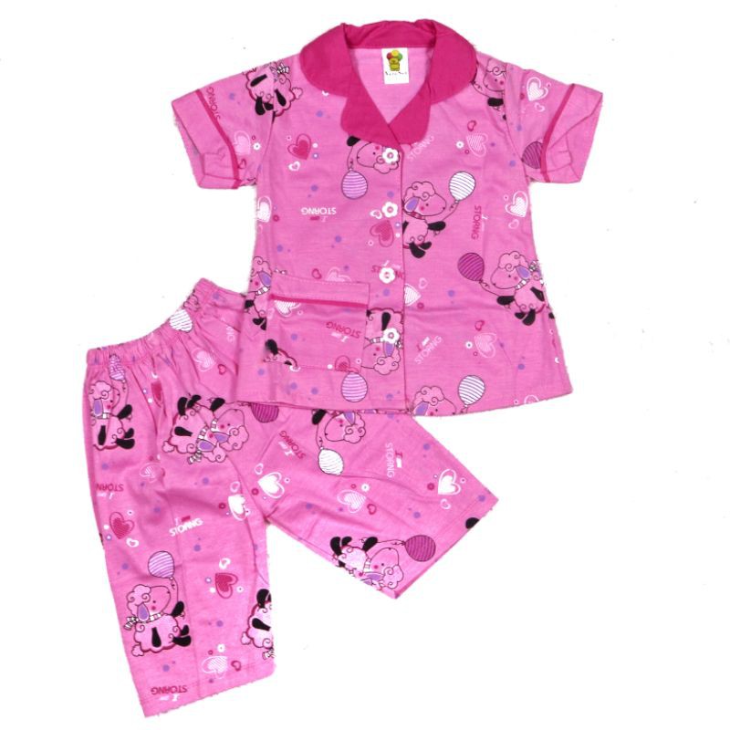 SETELAN BAJU TIDUR  ANAK PDK PEREMPUAN 2-10 TAHUN MOTIF RANDOM PIYAMA ANAK CELANA PENDEK LENGAN PENDEK