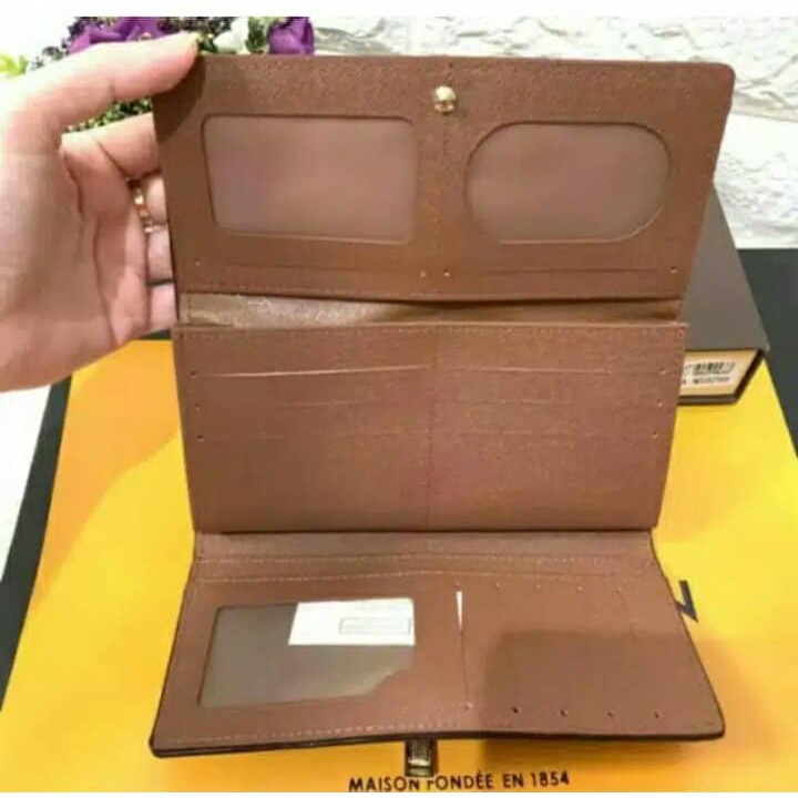 Dompet Lipat lv Wanita Import Bahan Premium.Dompet Tangan Kunci Sodok ( COD )