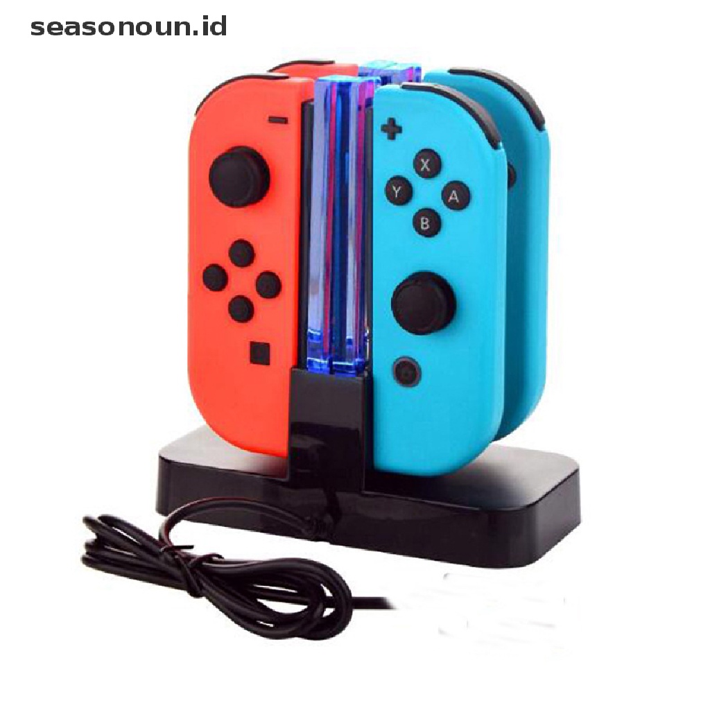 【seasonoun】 4 Joycon Charger LED Joy-con Fast Charg Dock Station for NintendoSwitch Joy Con .