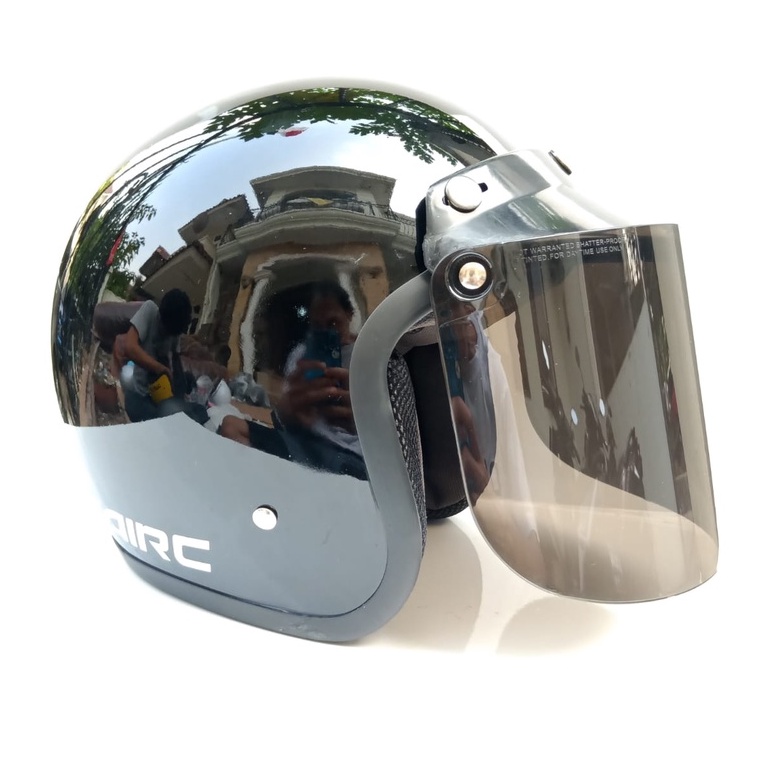 helm bogo retro dewasa kaca flat datar hitam injak SNI helem bogo wanita