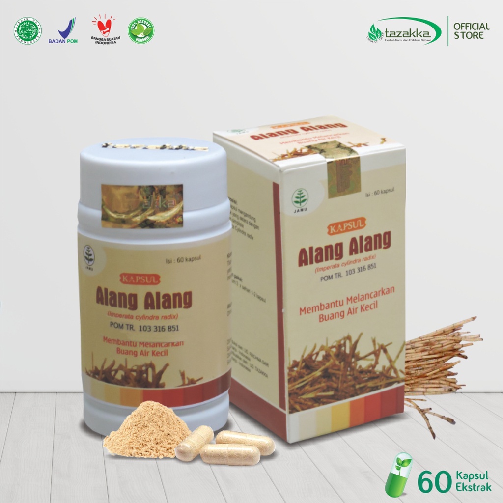 

Alang-alang Ekstrak Herbal Tazakka Original Isi 60 Kapsul Mengobati Dieuretik Obat Paas Dalam Membantu melancarkan buang air kecil Baik untuk kesehatan jantung Membantu mengatasi masalah keputihan Mengatasi kolesterol dan lemak penyebab hipertensi