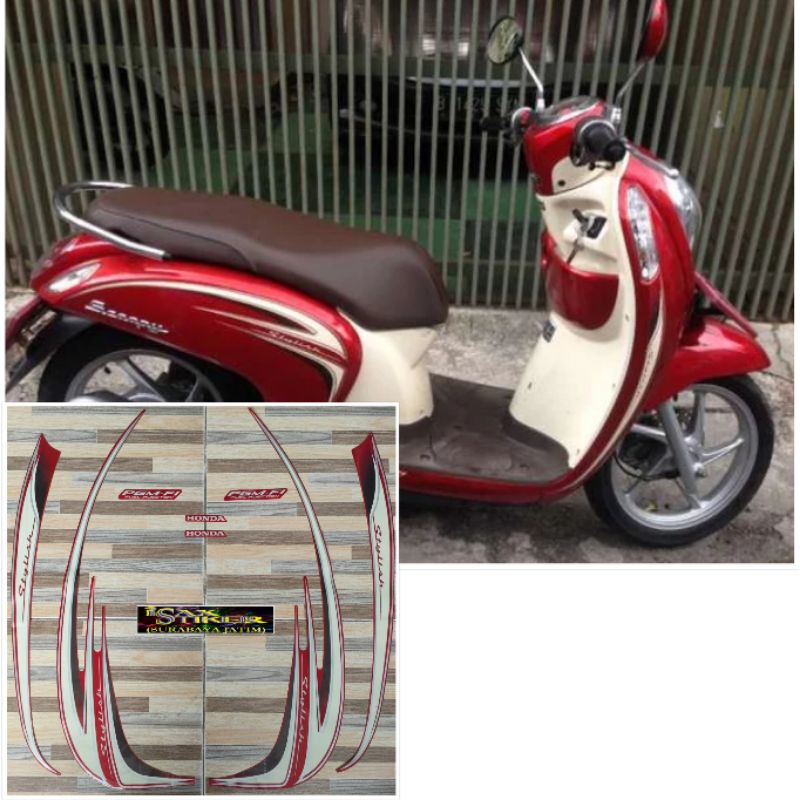 striping original Honda Scoopy stylish merah tahun 2014