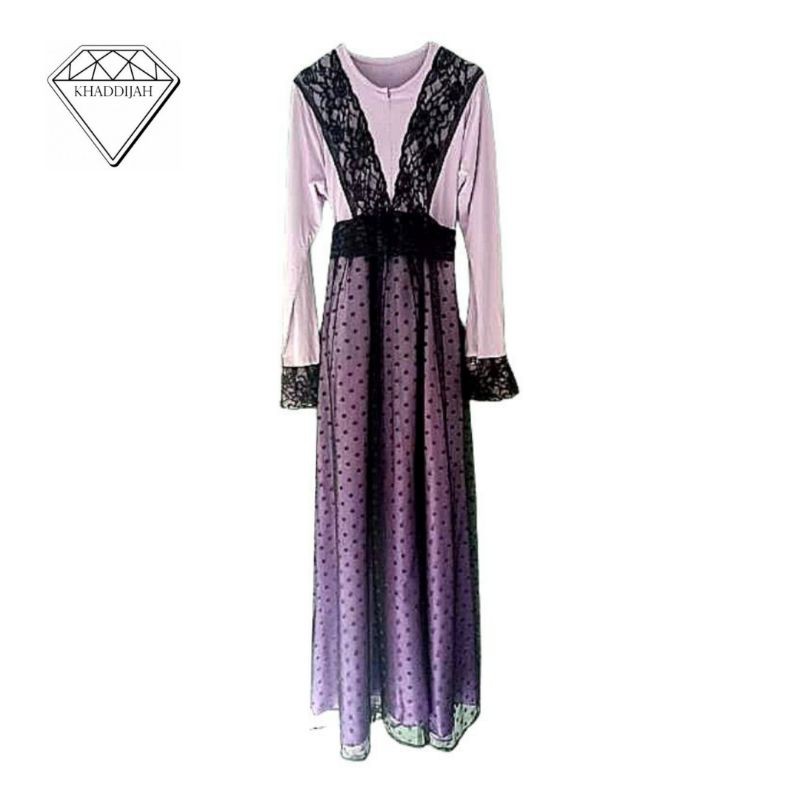 NEW Dress Lebaran baru dress gamis tile polkadot dengan renda cantik