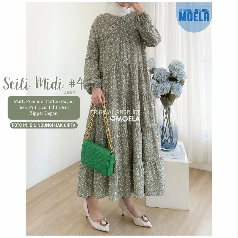 Gamis Midi Moela Rayon Lengan Panjang Terbaru 2022