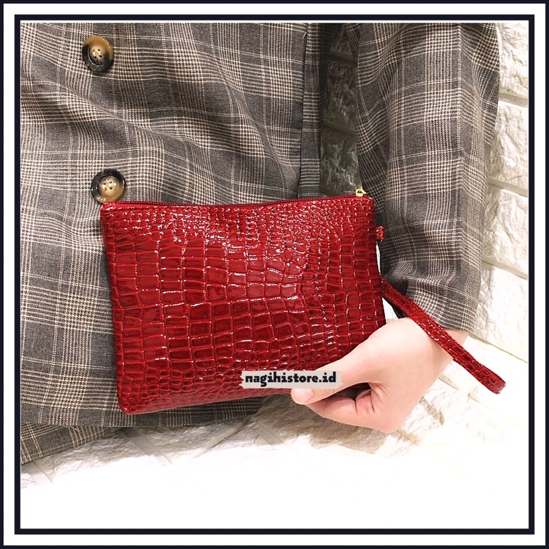 ✨NAGIHI✨ CLUTCH CROCO GLOSSY / POUCH CROCO / POUCH CROCO WANITA / DOMPET WANITA