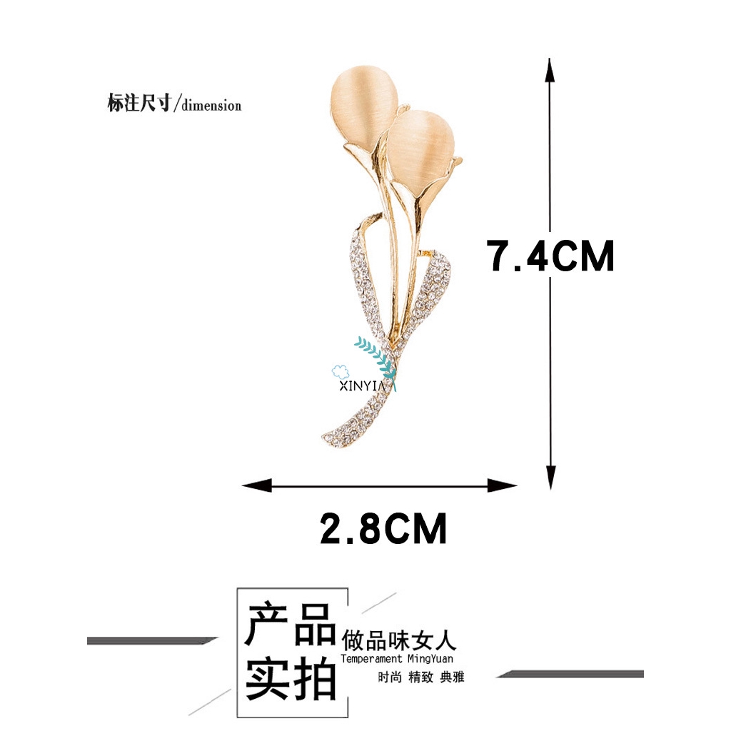 Bros Bentuk Tulip Kristal untuk Aksesoris Perhiasan Pernikahan