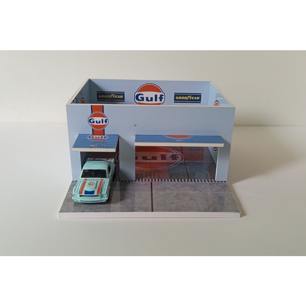 DIORAMA GARASI Diecast 1/64 GULF HOTWHEELS MATCHBOX TOMICA