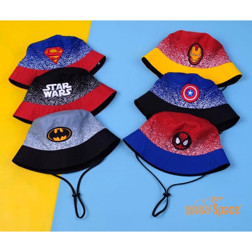 BUCKET HAT TOPI anak anak motif superheroes | DUO KRUCILS