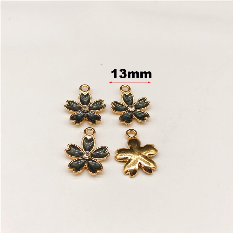 4pcs Manik-Manik Enamel Bentuk Bunga Bahan Alloy Metal Untuk Membuat Perhiasan Gelang Handmade DIY