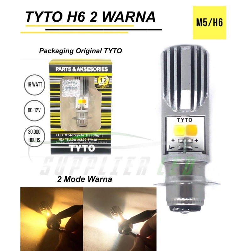 Lampu LED Motor socket H6 M2A TYTO 2 Warna Warm White Yellow