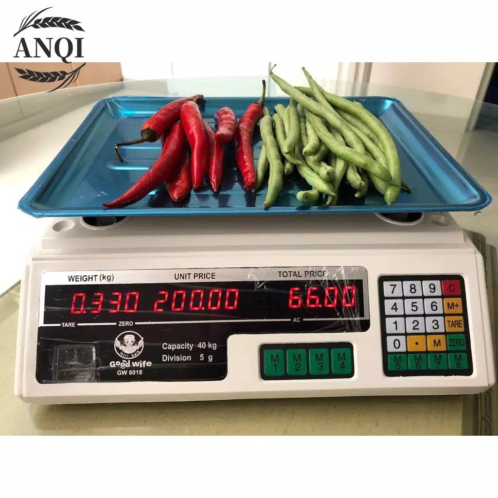 ANQI1888 Digital Computing Scale 40Kg Double Display / Timbangan Digital buah