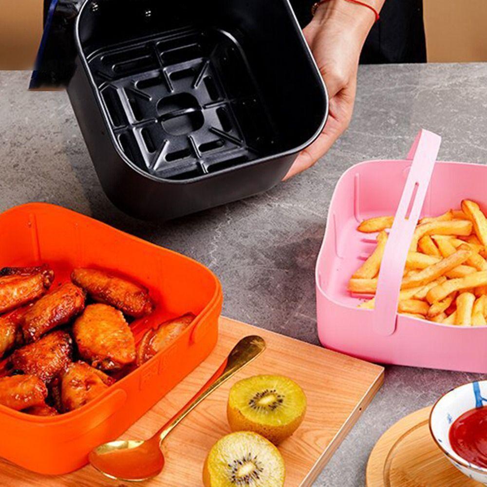 Top Square Silicone Pot Pengganti Masak Pizza Plate AirFryer Aksesoris Baking Basket