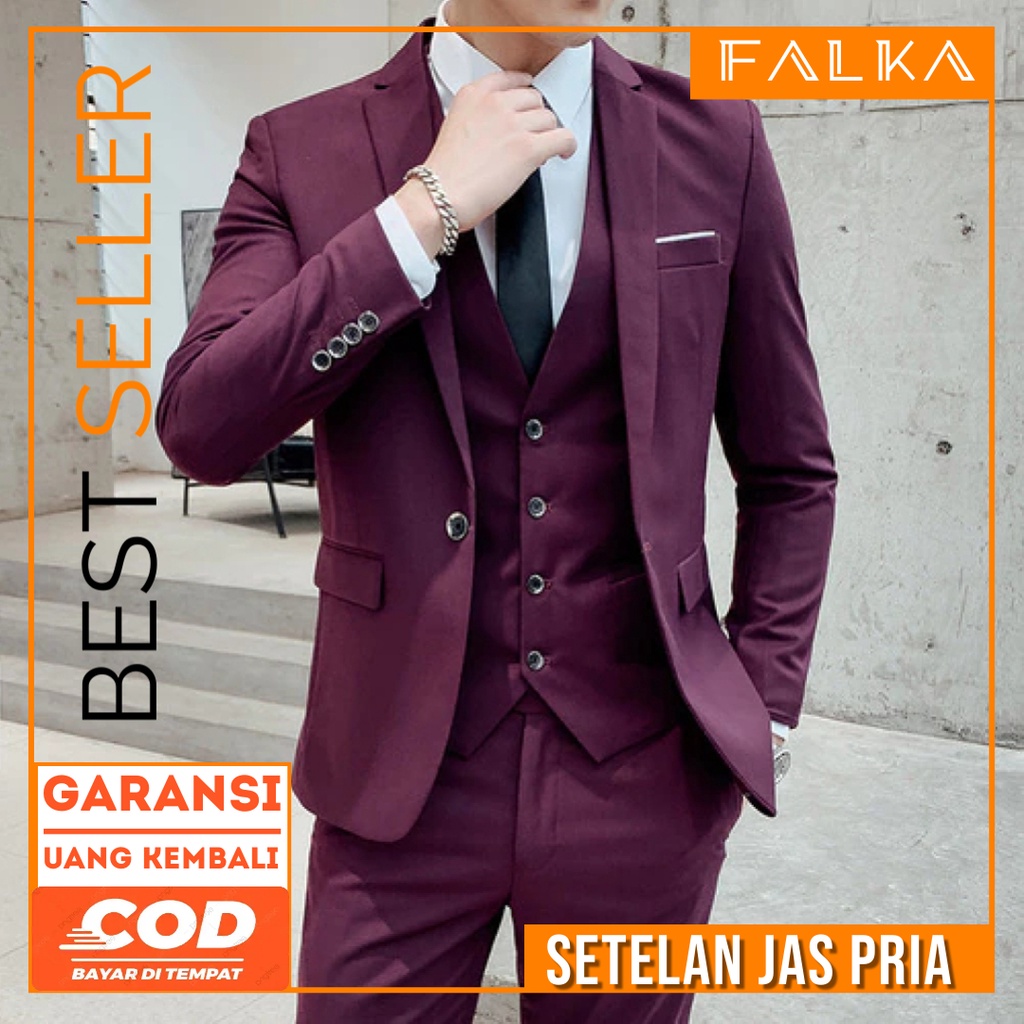 3 In 1 Set Jas Pria Tuxedo Pria Setelan Jas Pria Formal