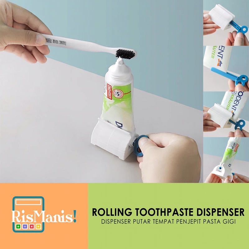 ROLLING TOOTHPASTE DISPENSER Alat Penjepit Pasta Gigi Krim Malam Obat Kemasan Tube Odol Holder Putar