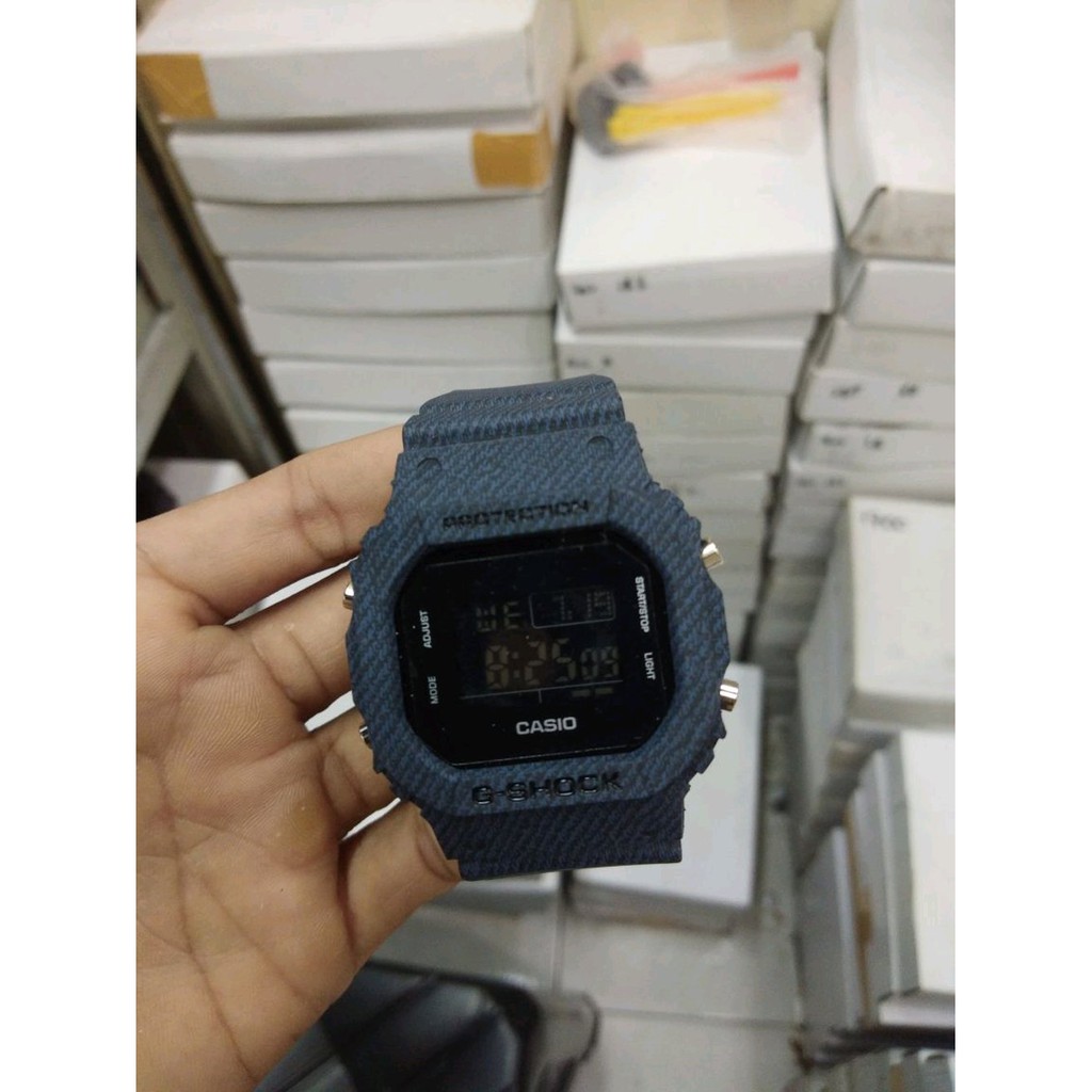ASLI ORIGINAL JAM TANGAN UNISEX PRIA WANITA CASIO G SHOCK DW 5600 NAVI BLACK DENIM PROMO