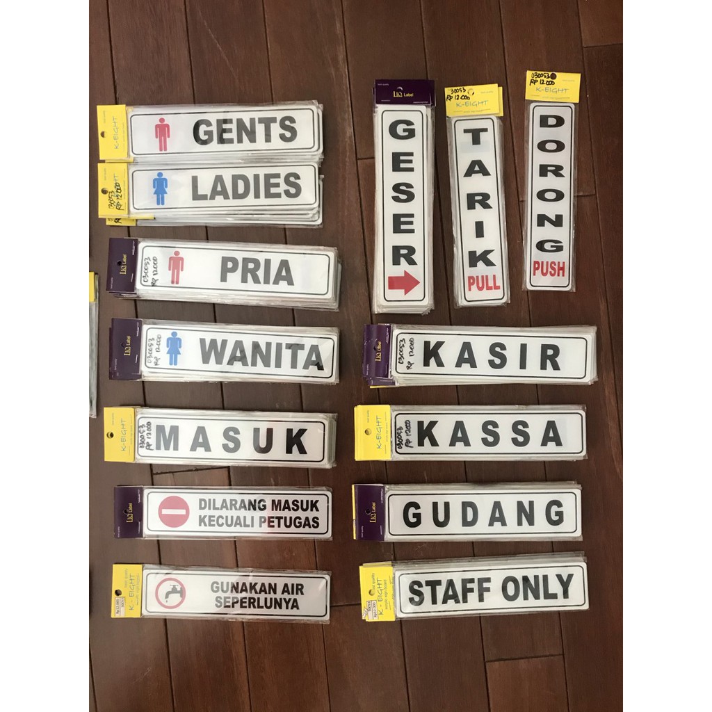 

Signage Plakat Placard Papan Tanda Nama Toko Kantor Gudang Toilet Pria Wanita Dorong Tarik Office